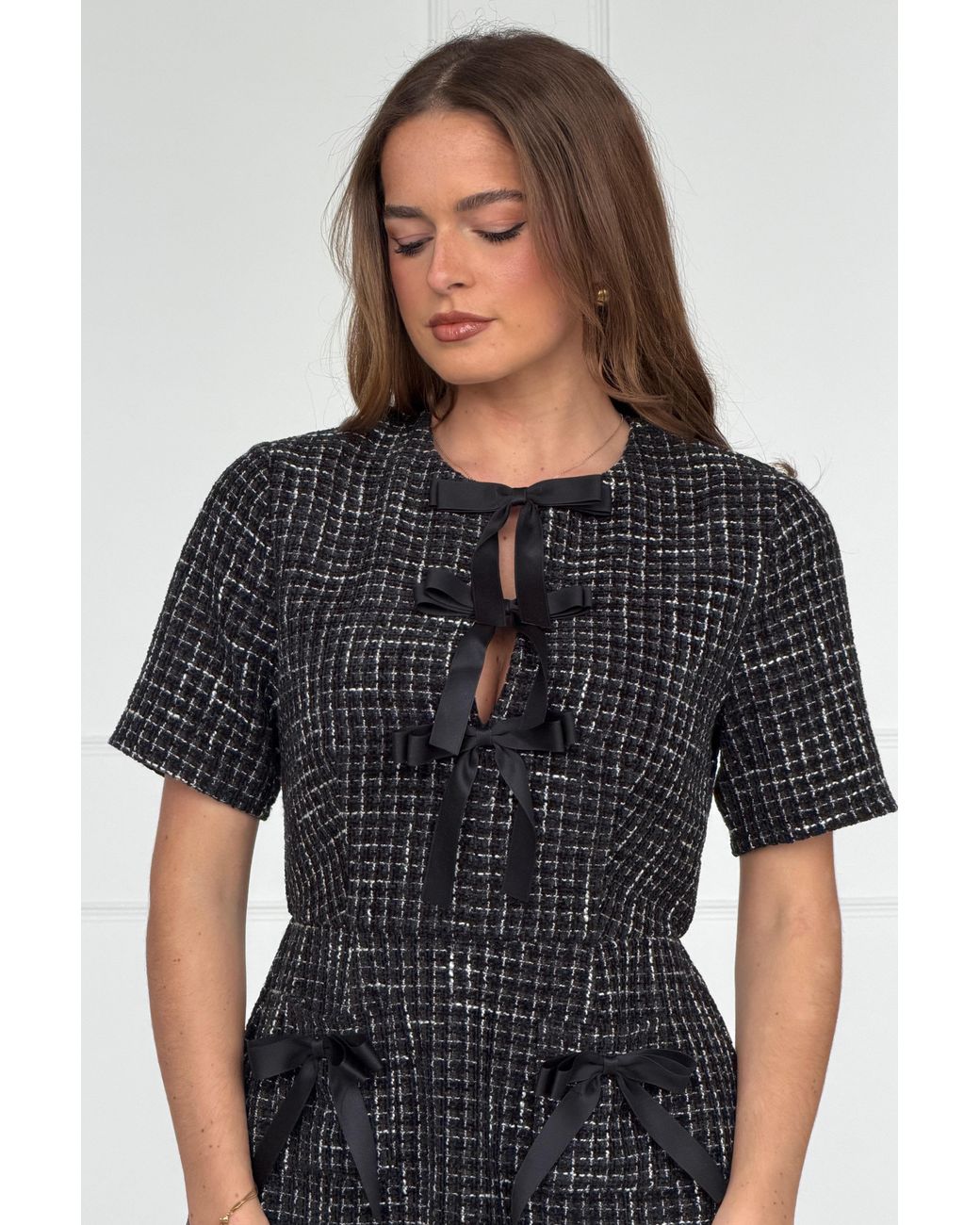 Girl In Mind Black Kenza Bow Detail Mini Dress