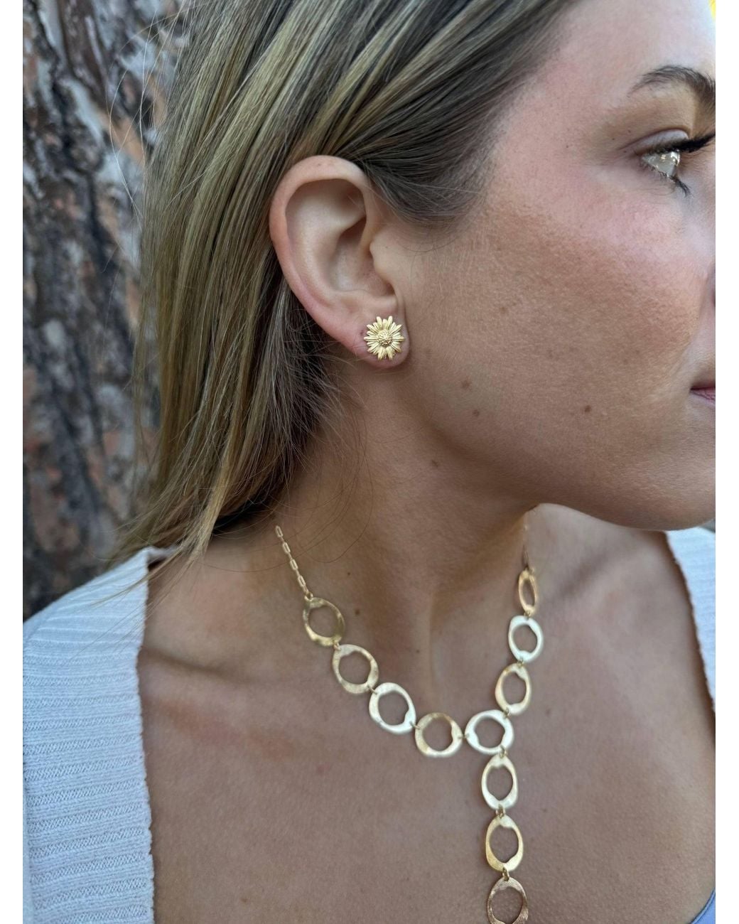 Marcia Moran Metallic Sunflower Stud Earrings