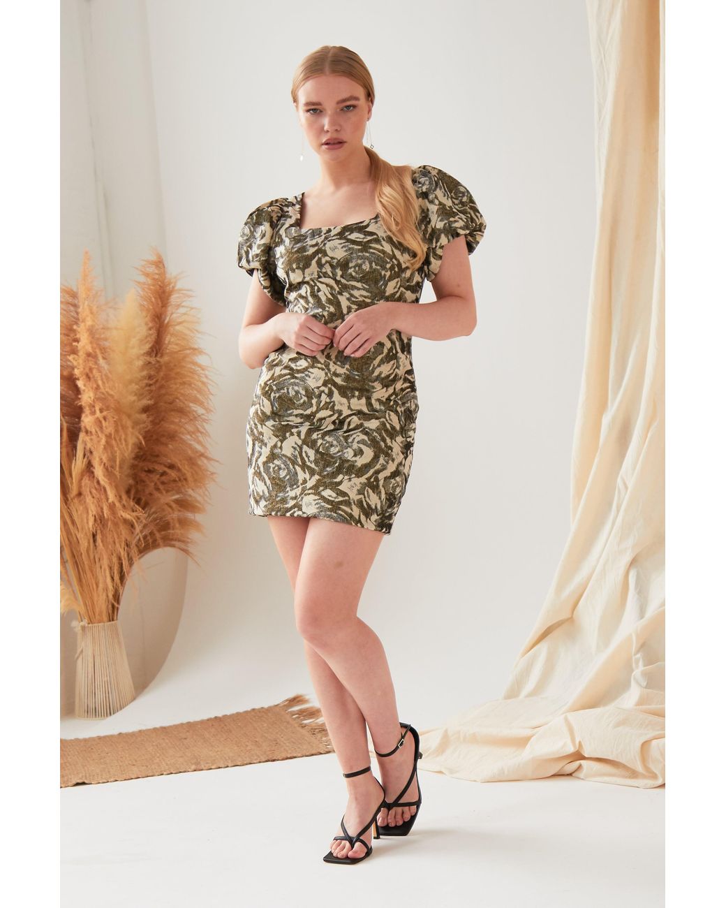 Sarvin Black Puff Shoulder Dress