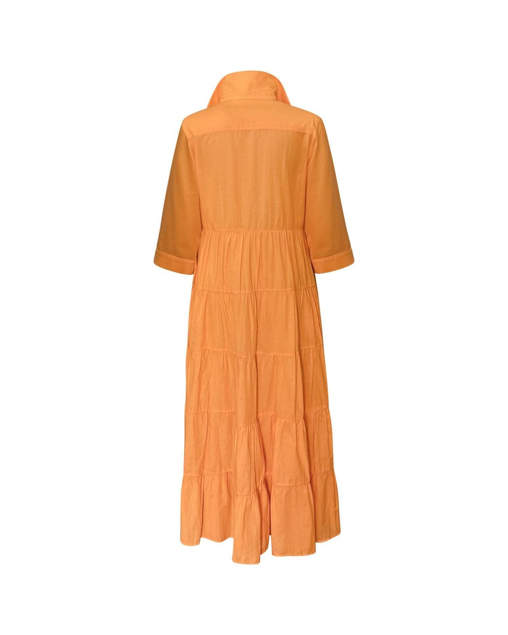 Perlavera Orange Oreo Solid Soft Cotton Three Quarter Sleeve Length Maxi Dress