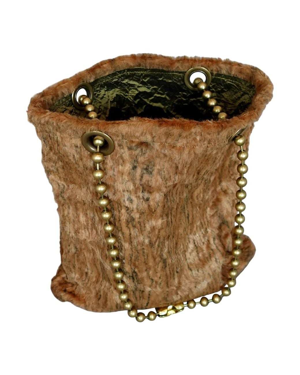 Romer Millinery Brown Morphy Moldable North South Woodgrain Velvet Bag Xl Ball Chain Handle