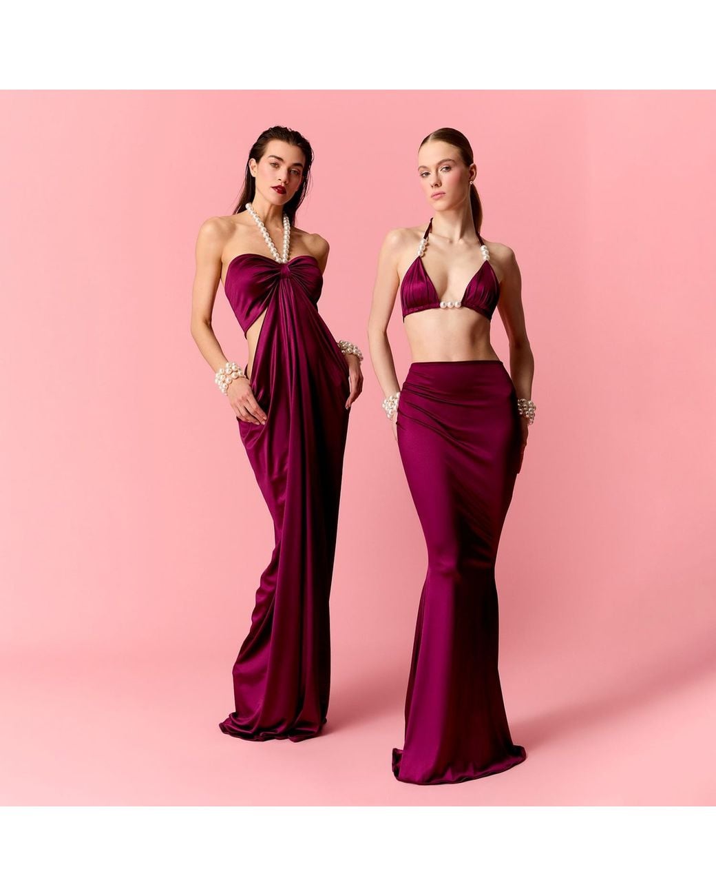 Nur Karaata Red Mermaid Burgundy Skirt