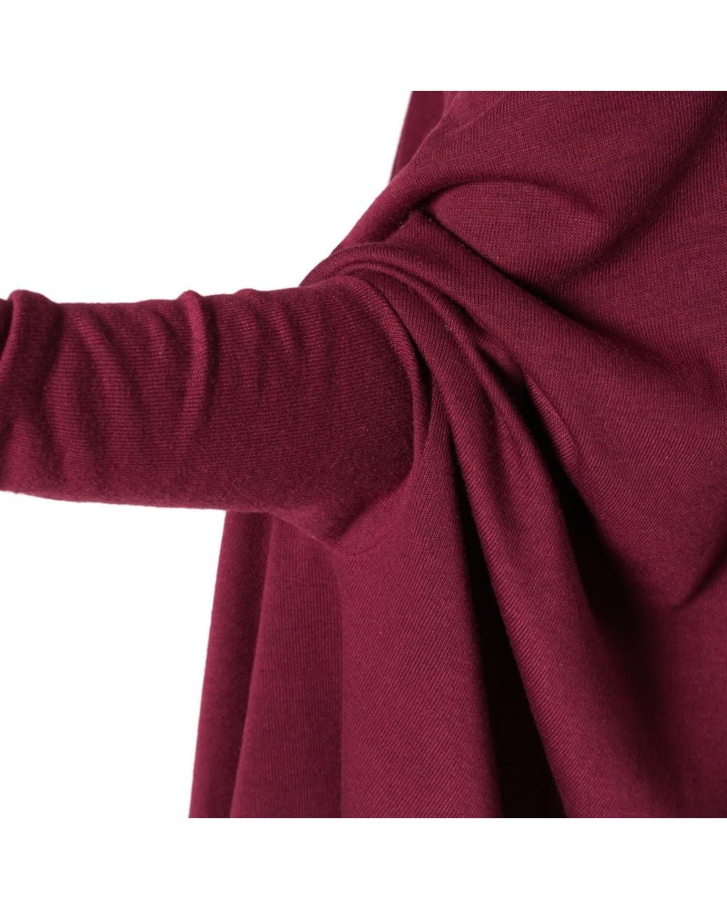 Metamorph Red Extravagant Cotton Tunic With Scarf Collar