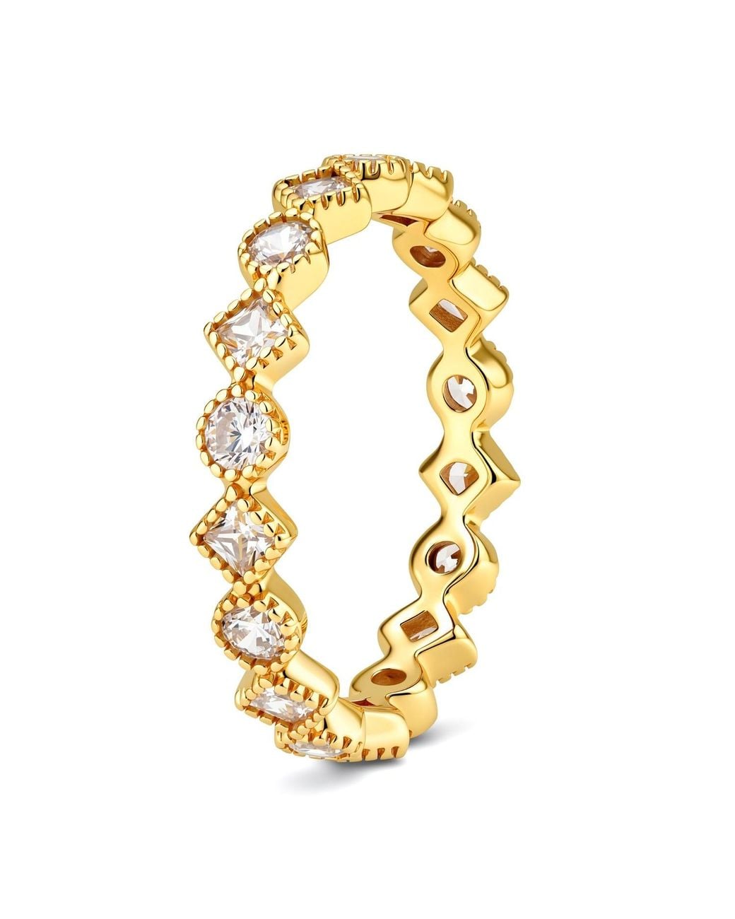 Kylie Harper Metallic Petite Vintage Diamond Cz Eternity Band Ring