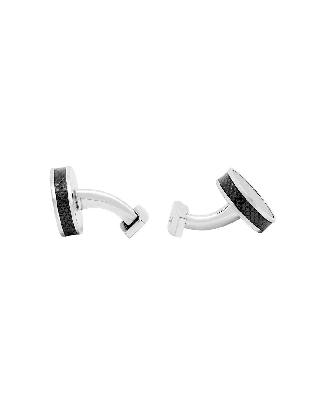 Tateossian Black Carbon Tablet Cufflinks With Palladium Plated & Carbon Fibre for men