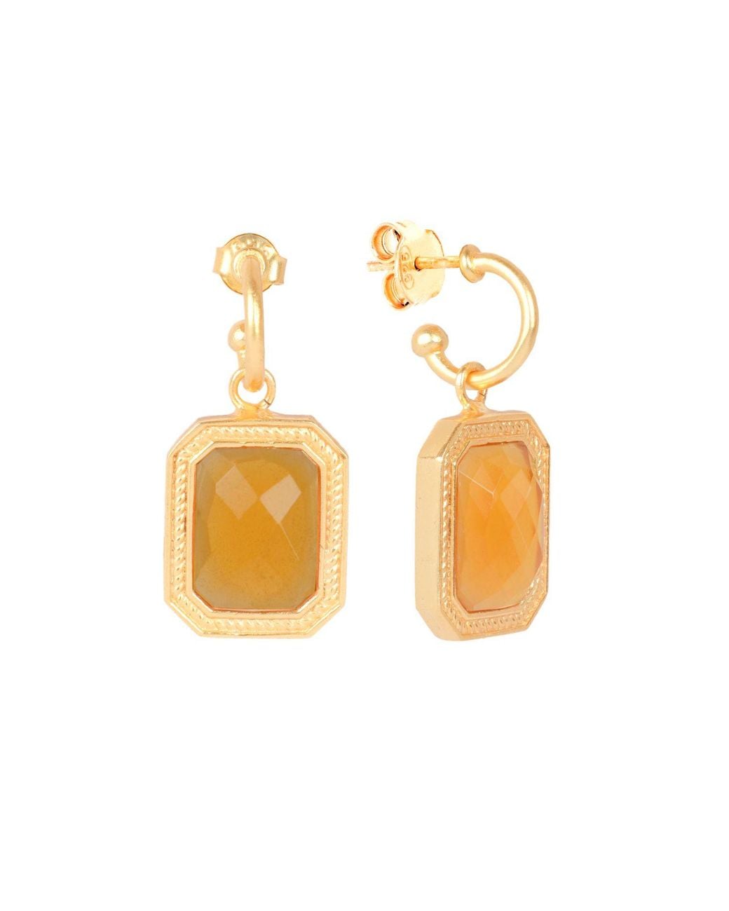 Lila Rasa Metallic Rectangular Citrine Crystal Hoops