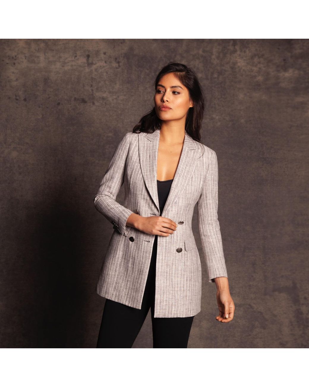Vulto Gray Neutrals Silk Linen Jacket