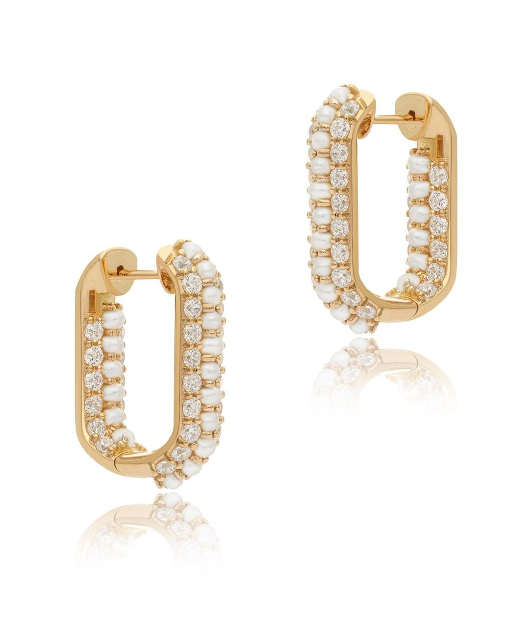 Preeti Sandhu Metallic Summer Sparkle U-Shaped Pearl Hoops