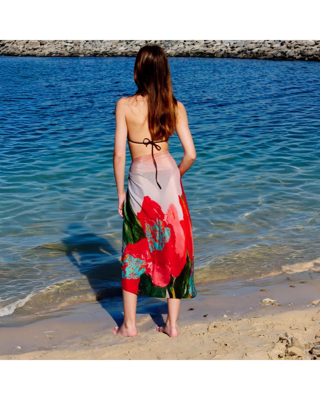 DHARA SHETH DUBAI Red Coral Mirage Tube-Style Sarong