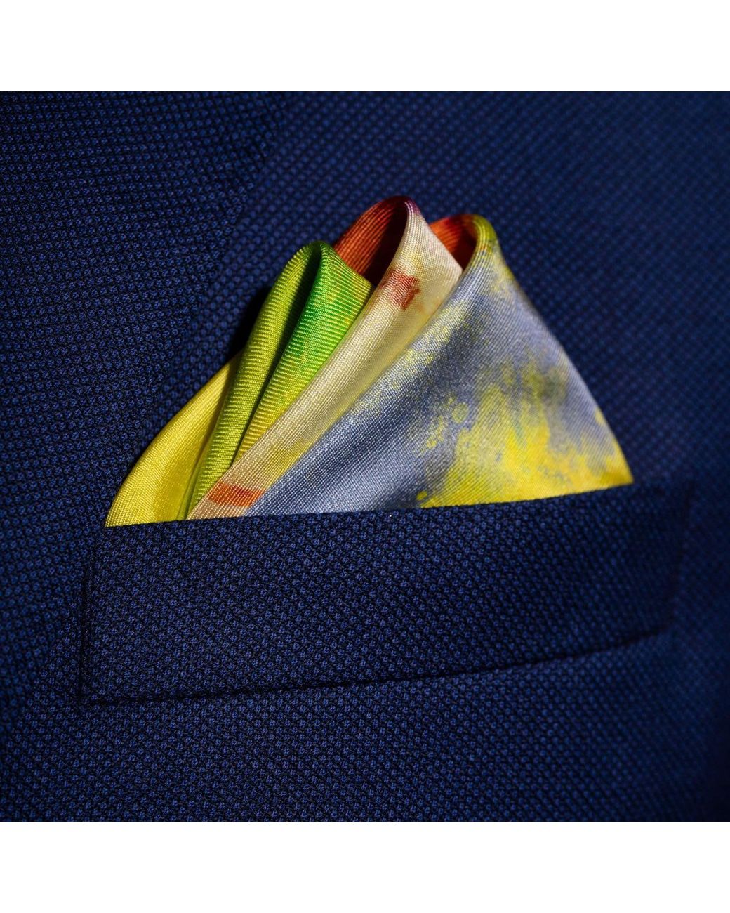 Otway & Orford Yellow 'The Closer' Baseball Silk Pocket Square for men