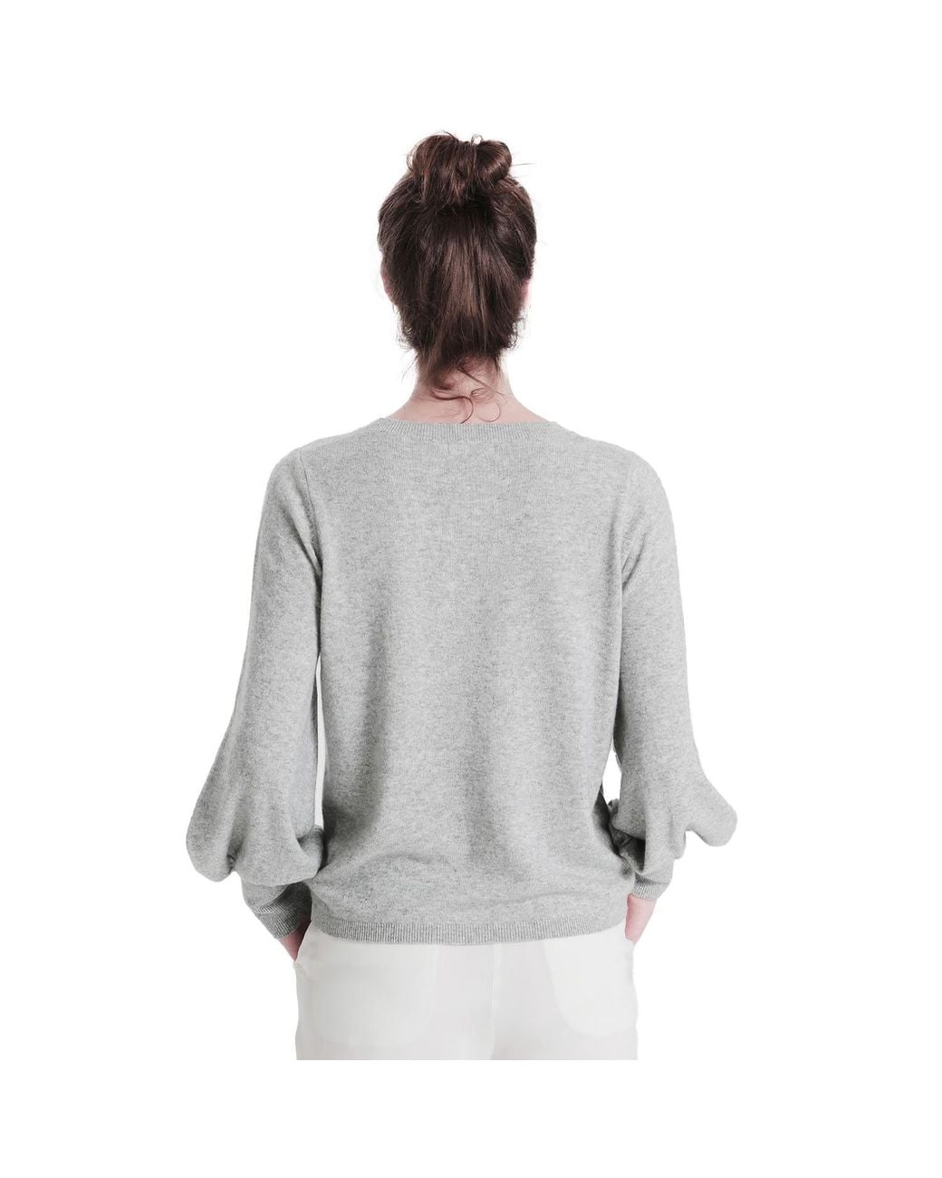 tirillm Gray Astrid Pattern Knitted Cashmere Pullover