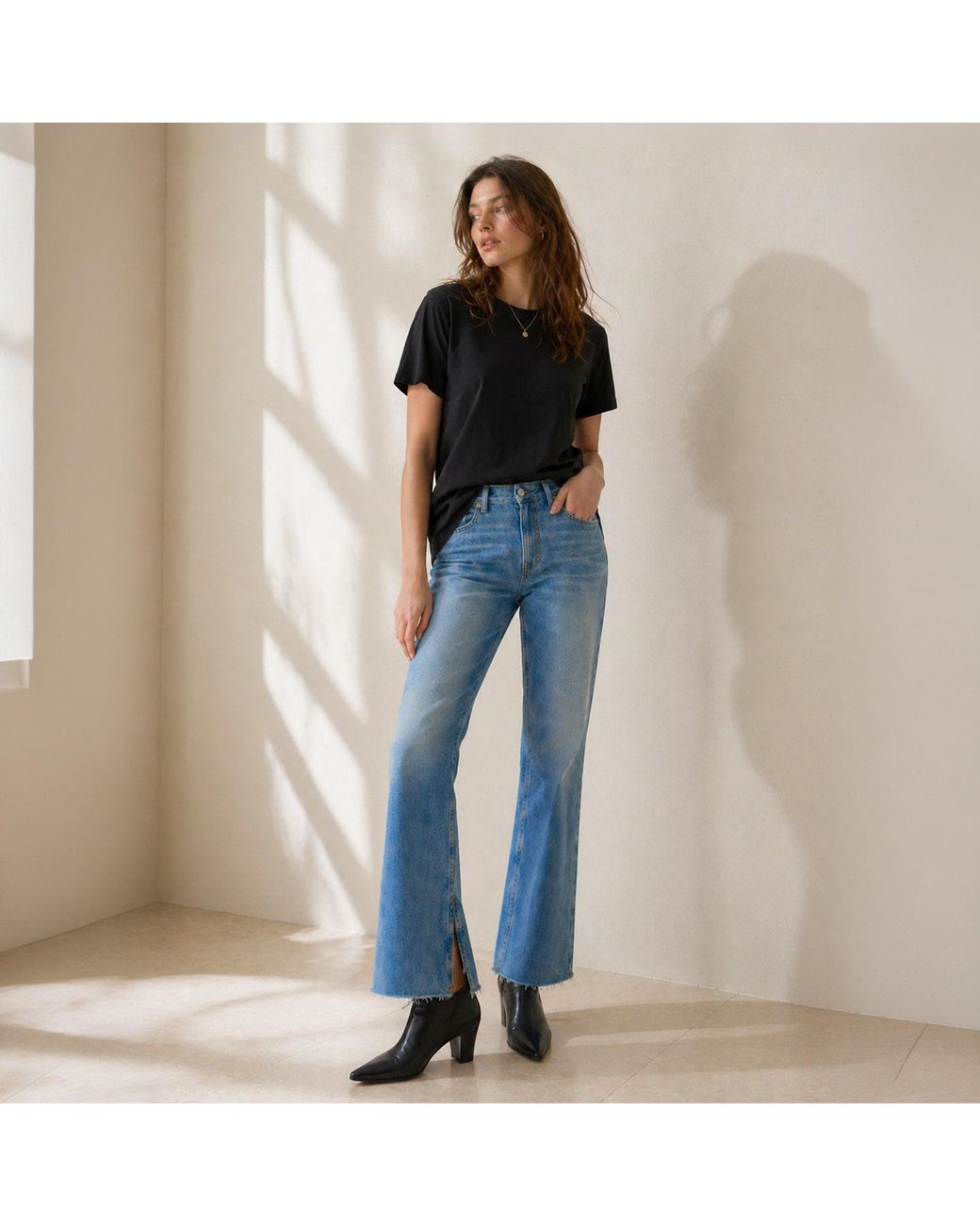 NOEND Blue Grace Mid Rise Flare