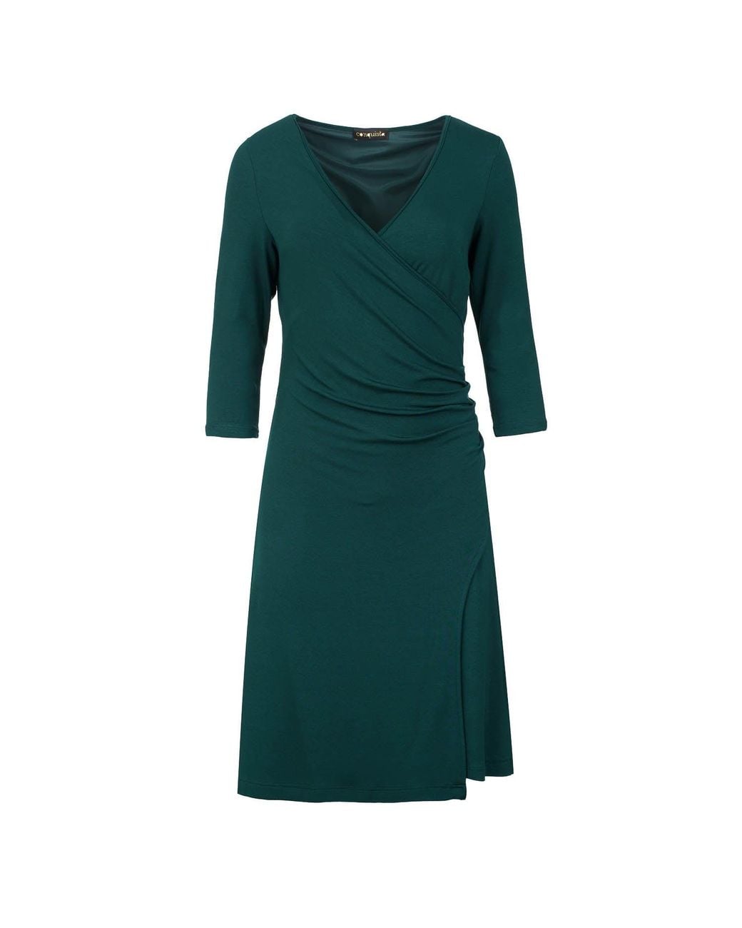 Conquista Green Faux Wrap Dress