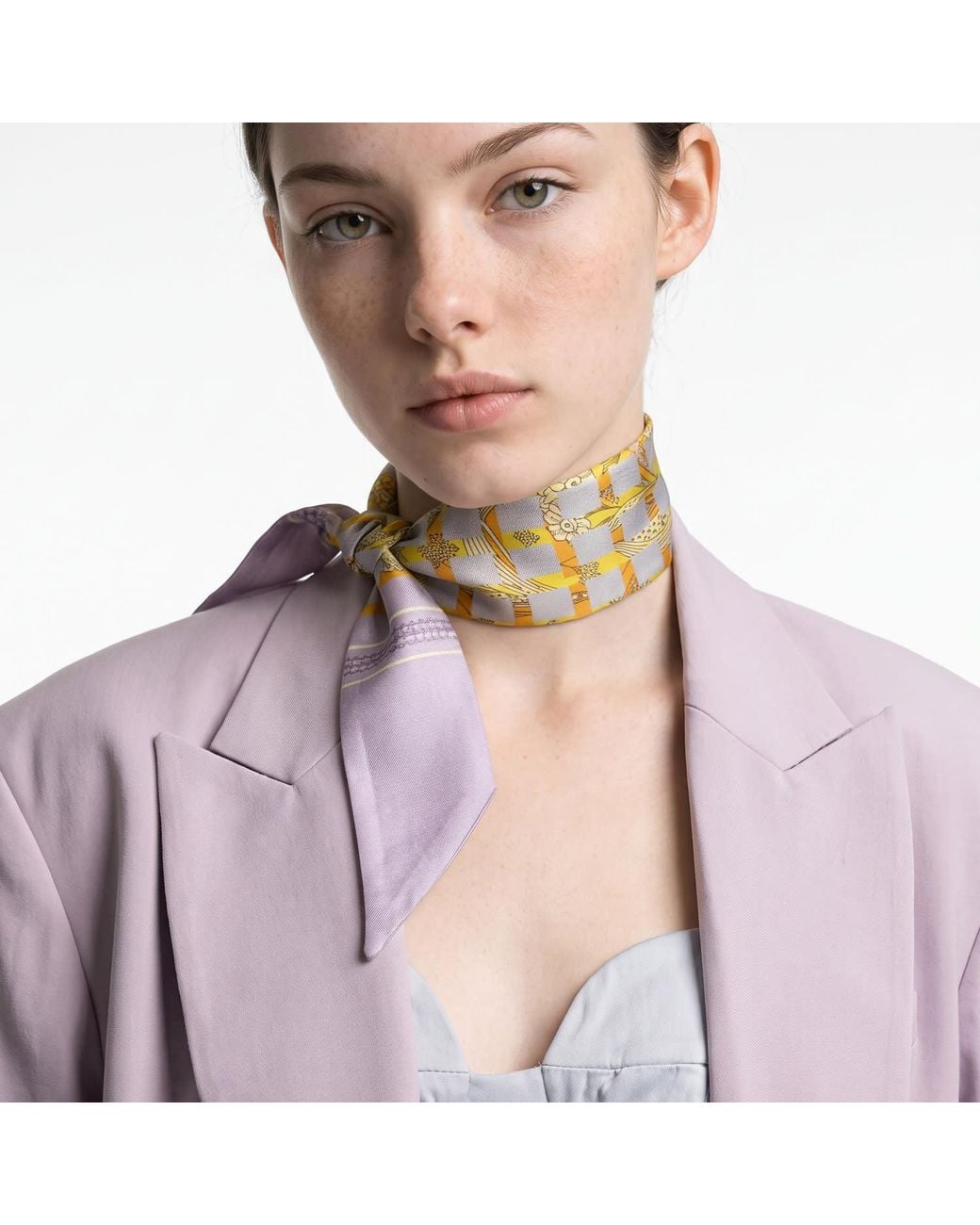 Ana Maison Metallic Floral Weave Silk Twilly Scarf