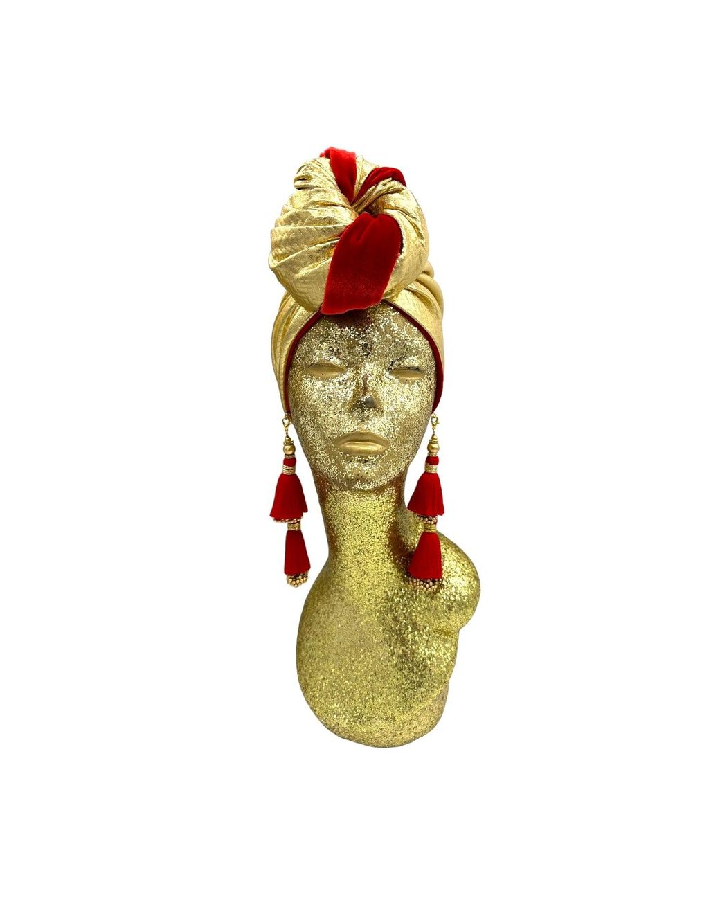 Julia Clancey Red Zia Golden & Ruby Mini Dorado Reversible Turban
