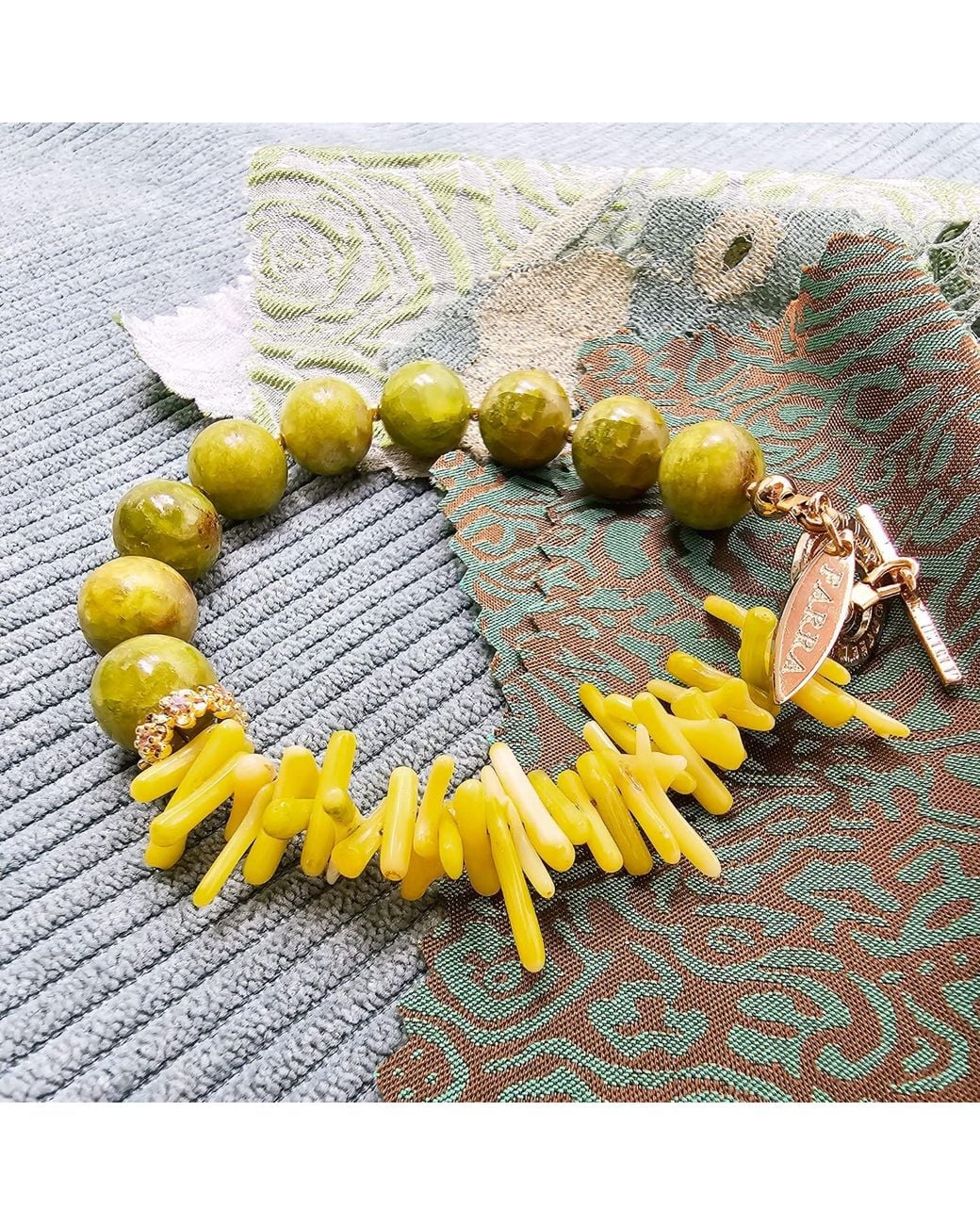 Farra Green Natural-Inspired Opal With Bamboo Coral Bracelet