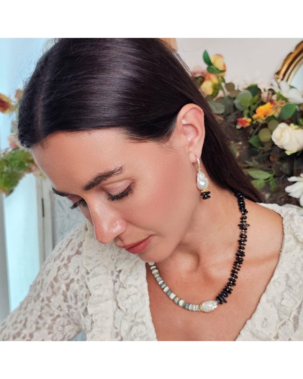 Farra Metallic Timeless Baroque Pearls With Tourmaline Earrings