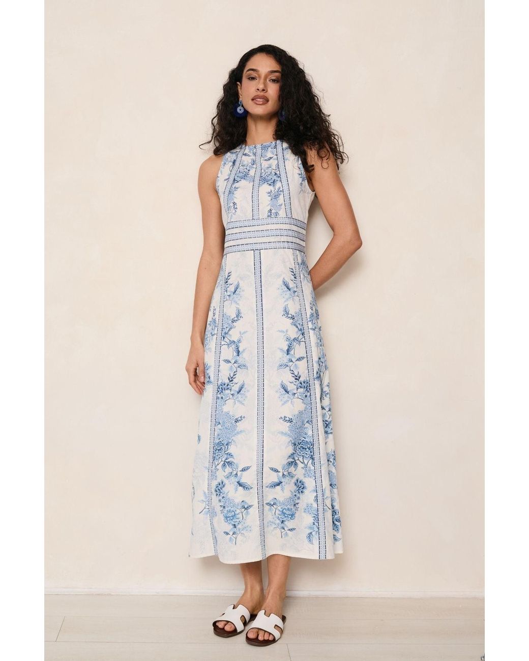 Raishma Blue Lina Floral Dress