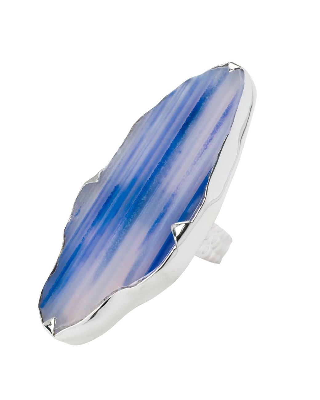 YAA YAA LONDON Sterling Silver Grande Blue Lavender Gemstone Adjustable Ring