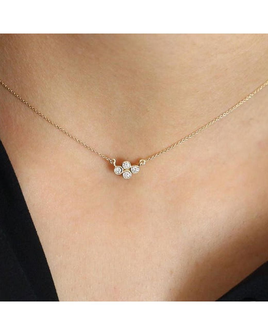 Lily Flo Jewellery Metallic 4 Diamond Cluster Necklace
