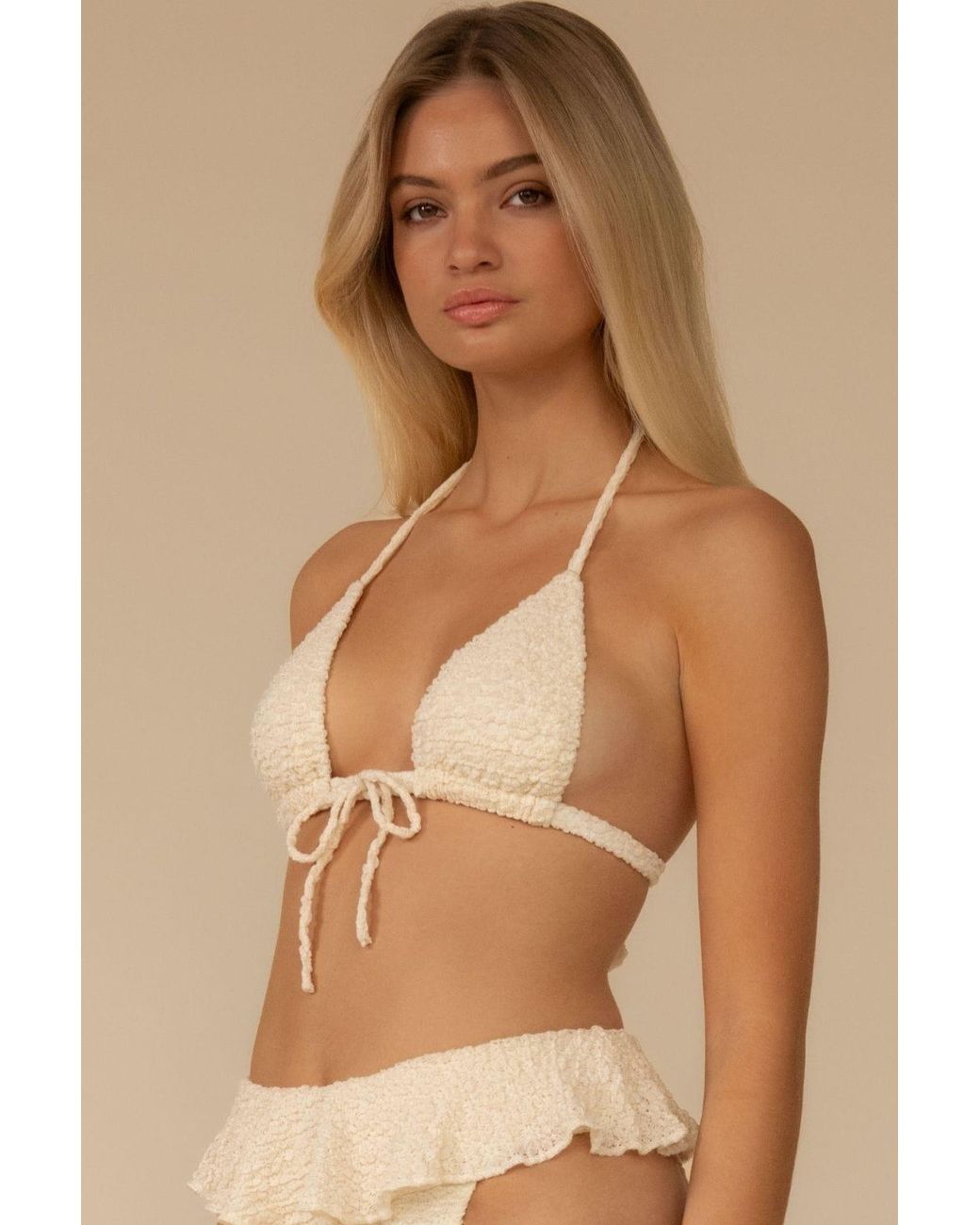 Montce White Neutrals Amalia Texture Emma Bikini Top