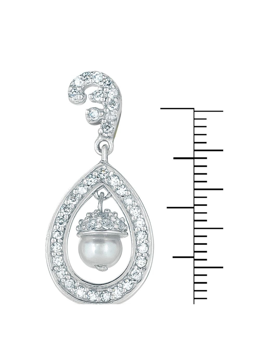 Genevive Jewelry White Cubic Zirconia Sterling Plated Teardrop Bead Earrings