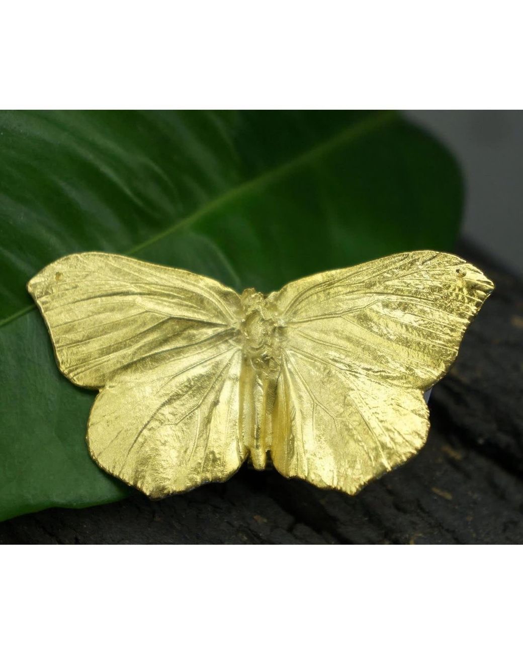 Mother Nature Jewelry Yellow Butterfly Ring, Handmade Statement Ring, Adjustable Band