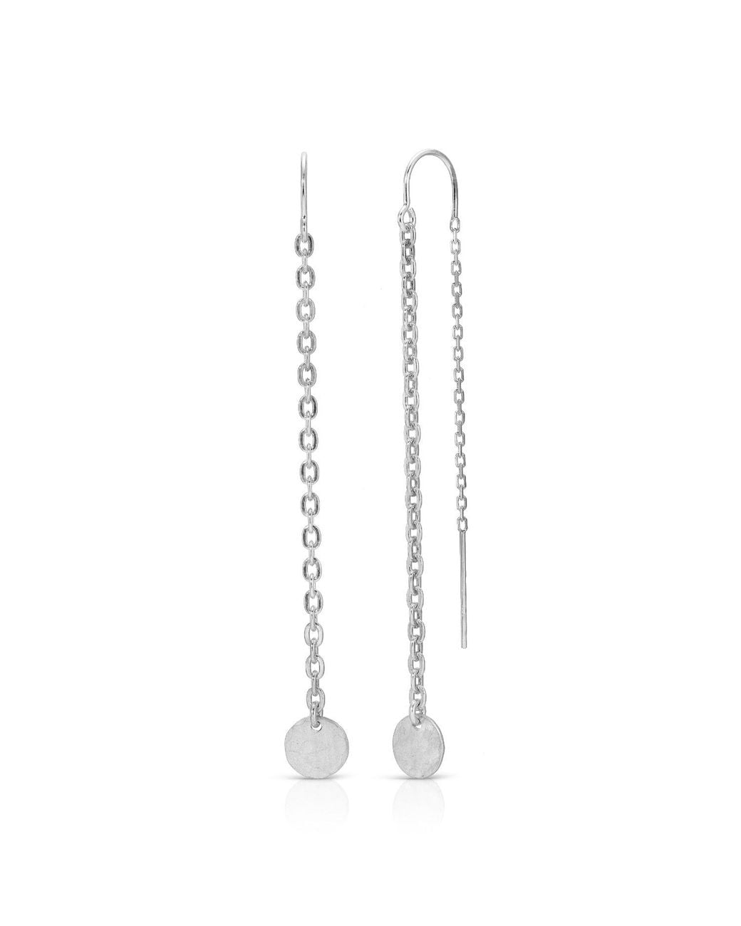Heather Hawkins Jewelry White Tiny Coin Chain Threader Earrings
