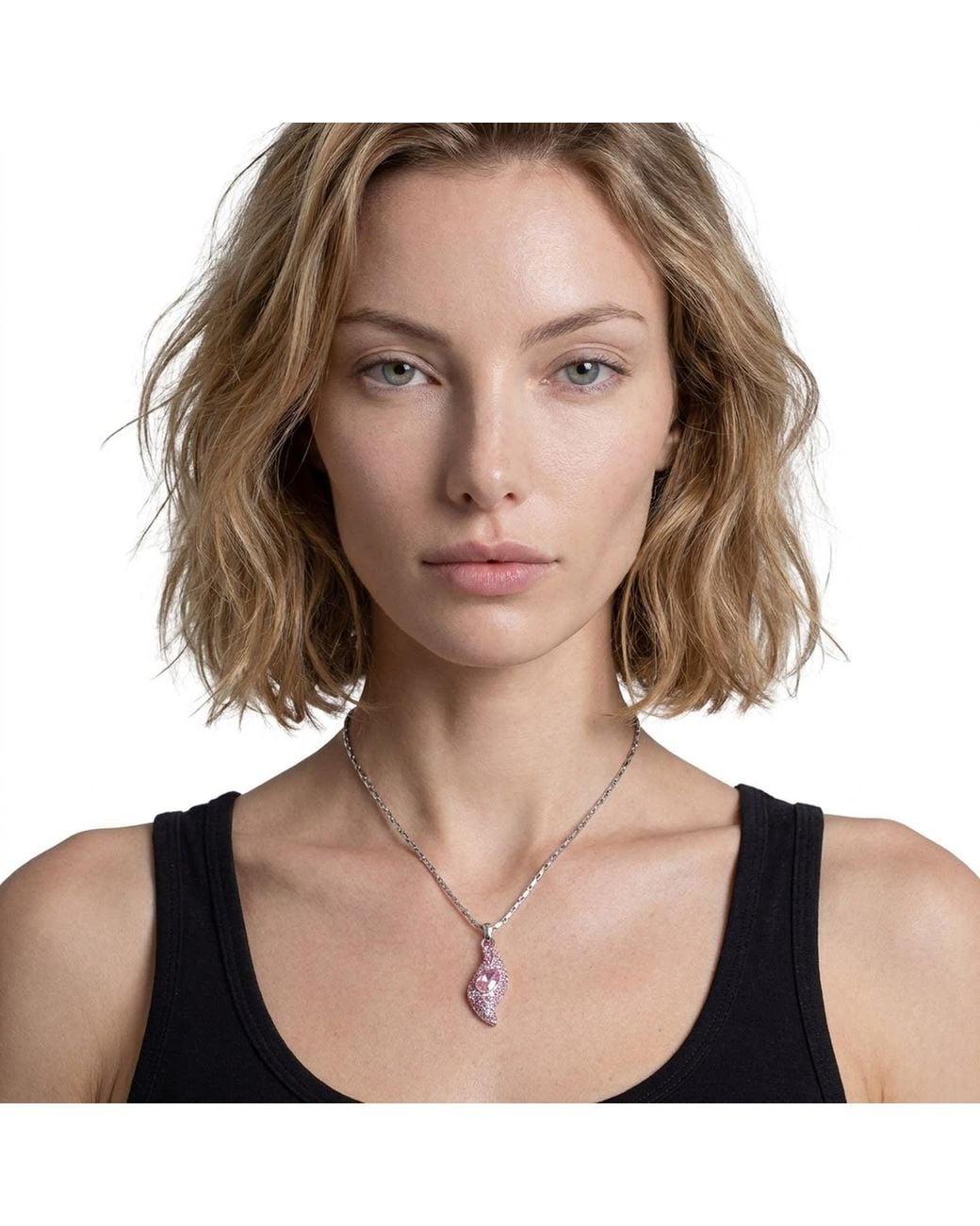 Modenaire Metallic Fuchsia Crystal Floral Pendant Necklace