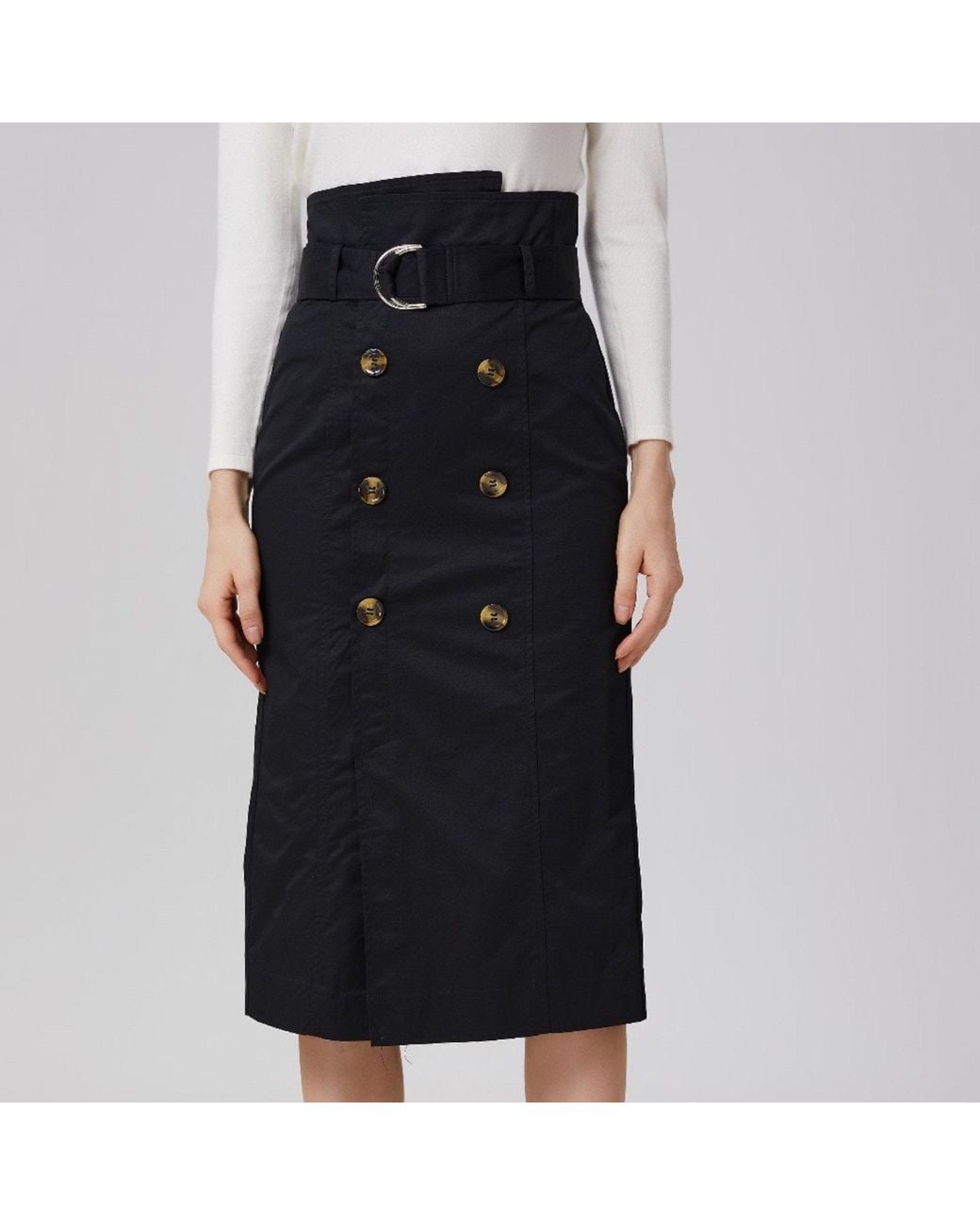 Smart and Joy Blue Straight Double-Breasted Skirt