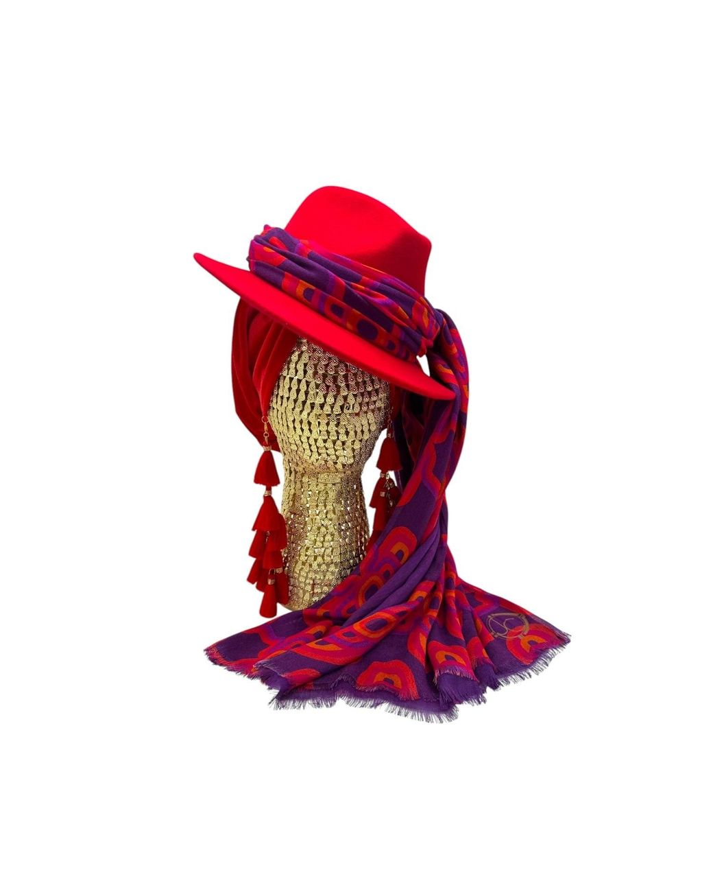Julia Clancey Red Ruby Fifi Scarf Fedora Set
