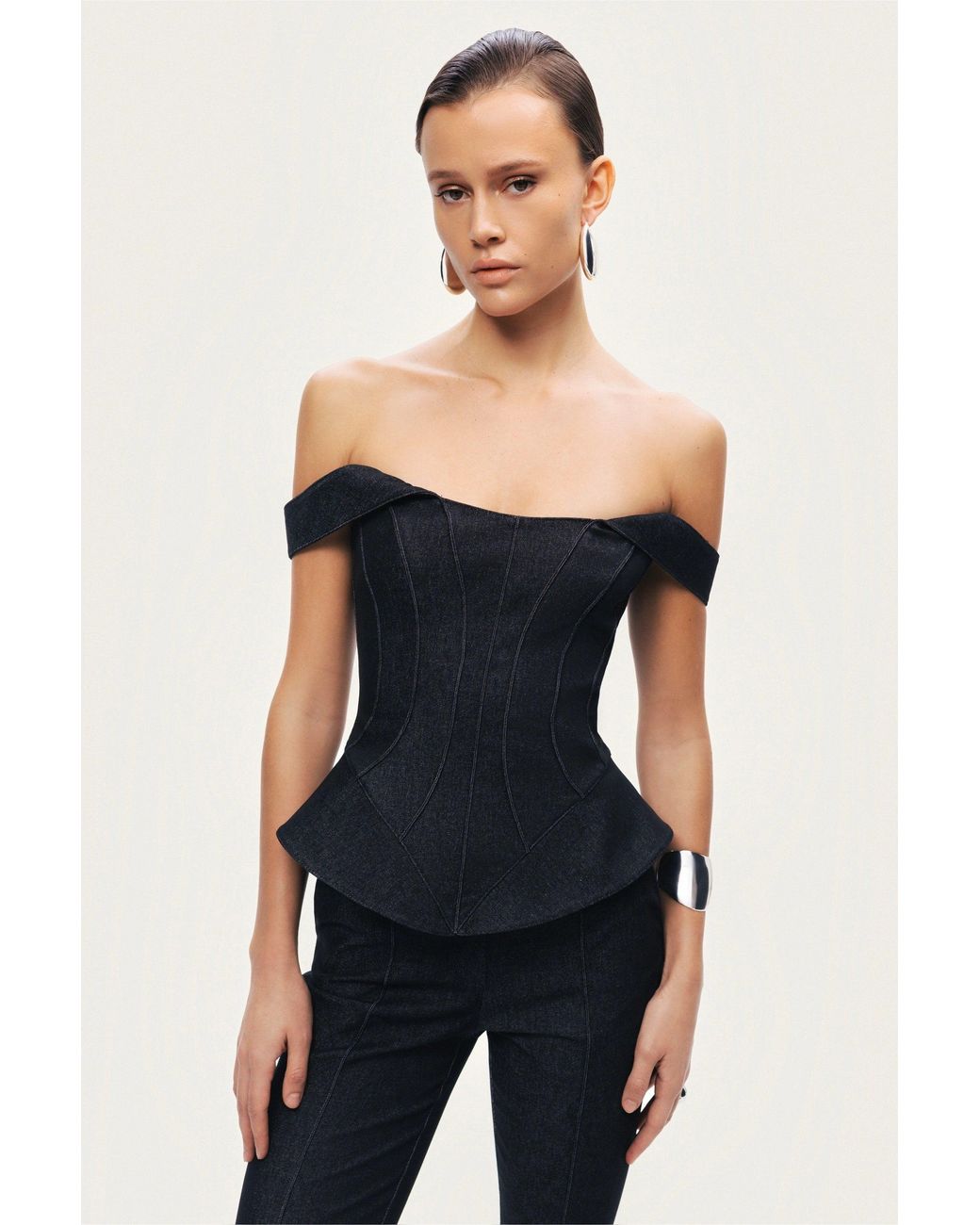 Nocturne Black Off-Shoulder Sculpted Bustier
