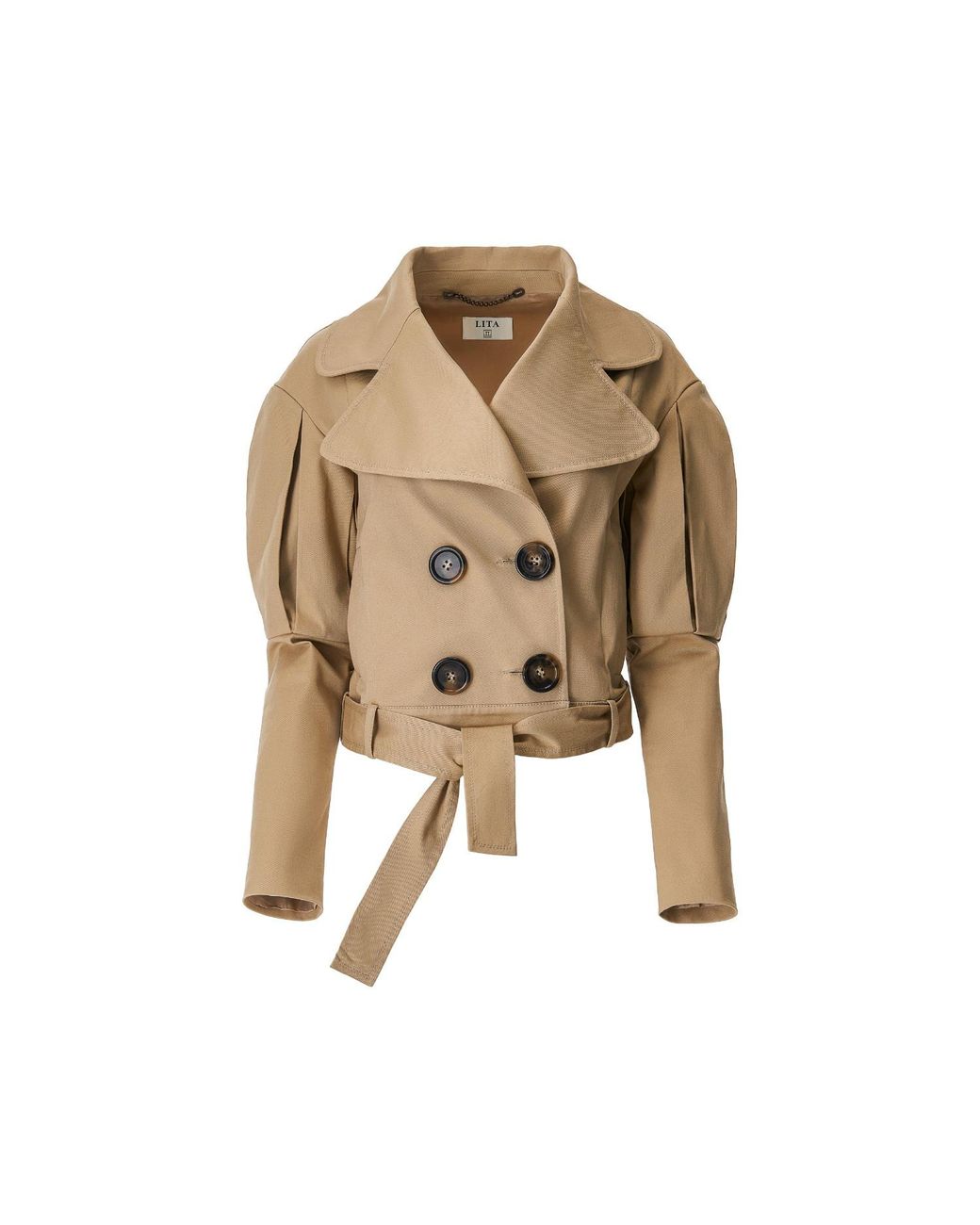 Lita Couture Natural Statement Jacket With Oversized Lapels