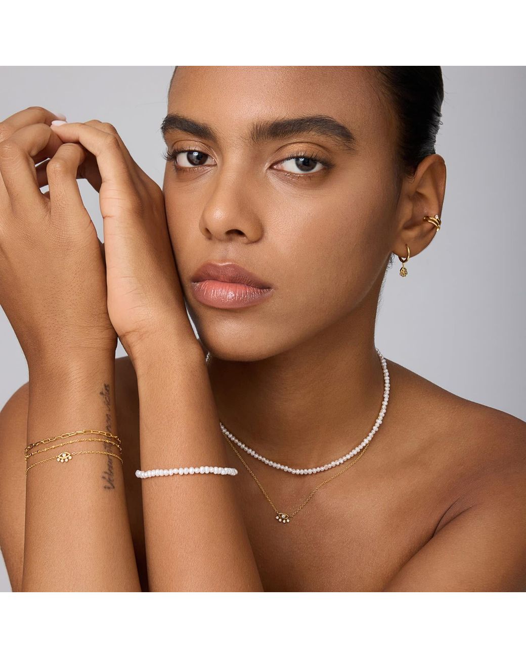 Vanhi White Celia Micro Freshwater Pearl Bracelet