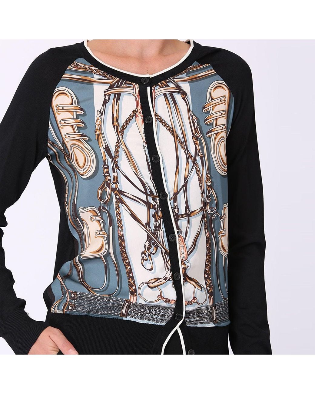 Smart and Joy Black Cardigan Printed