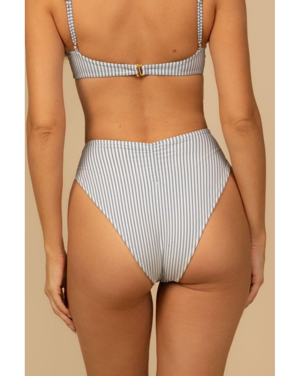 Montce Blue Classic Stripe Paula Tie-Up Bikini Bottom