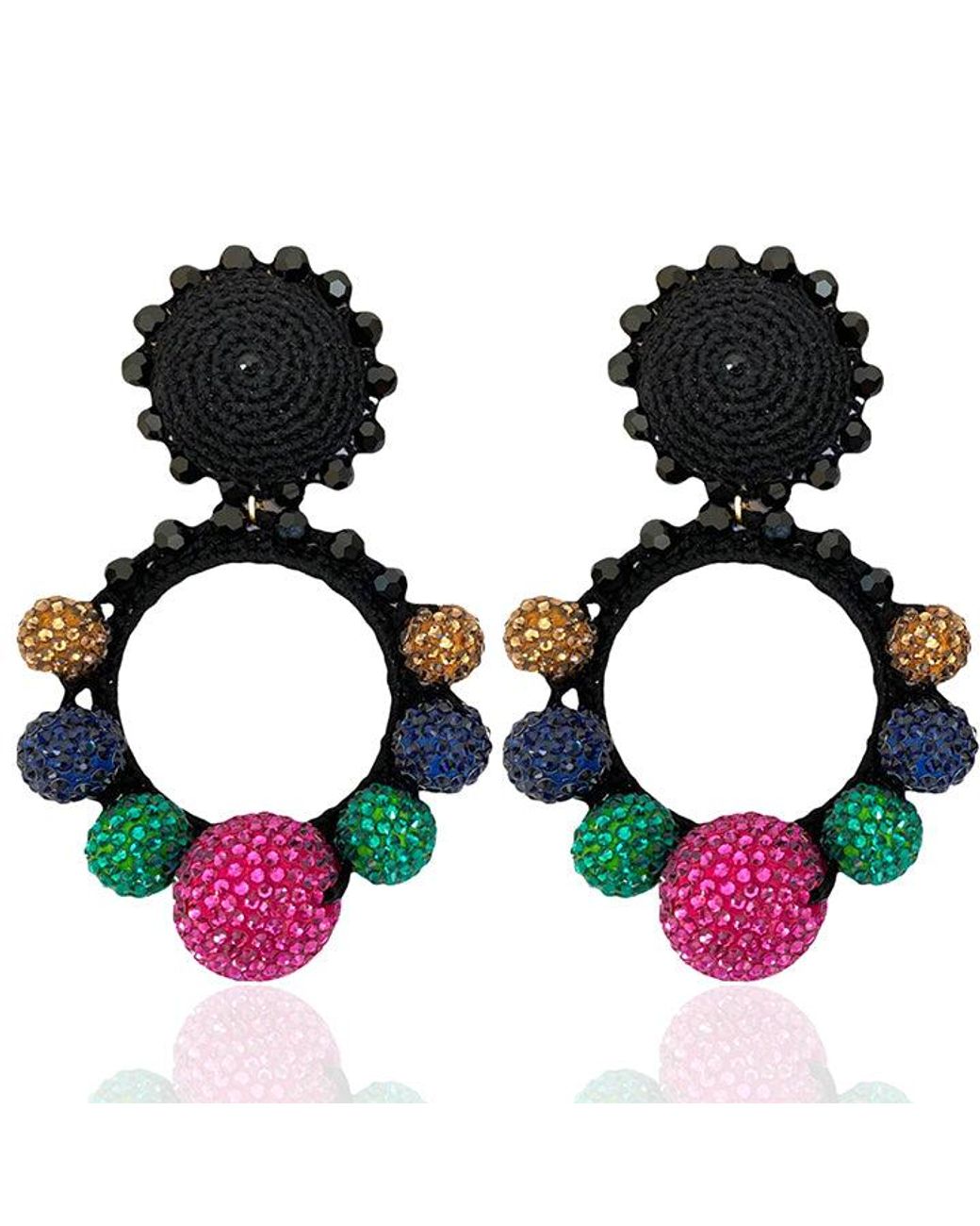 PINAR OZEVLAT Black Azalea Hoop Earrings