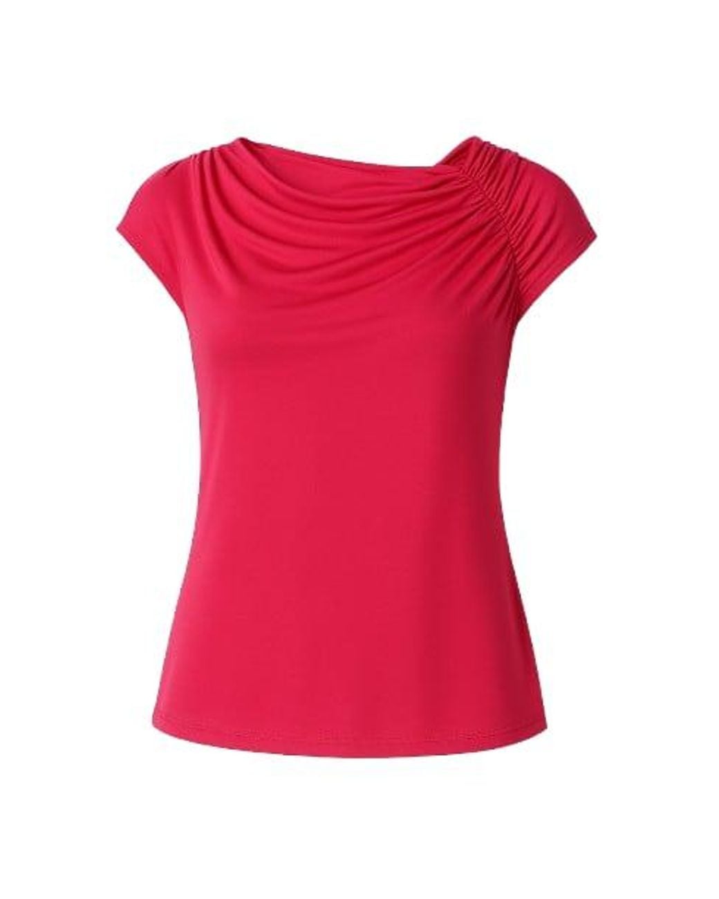 Conquista Red Draped Shoulder Top