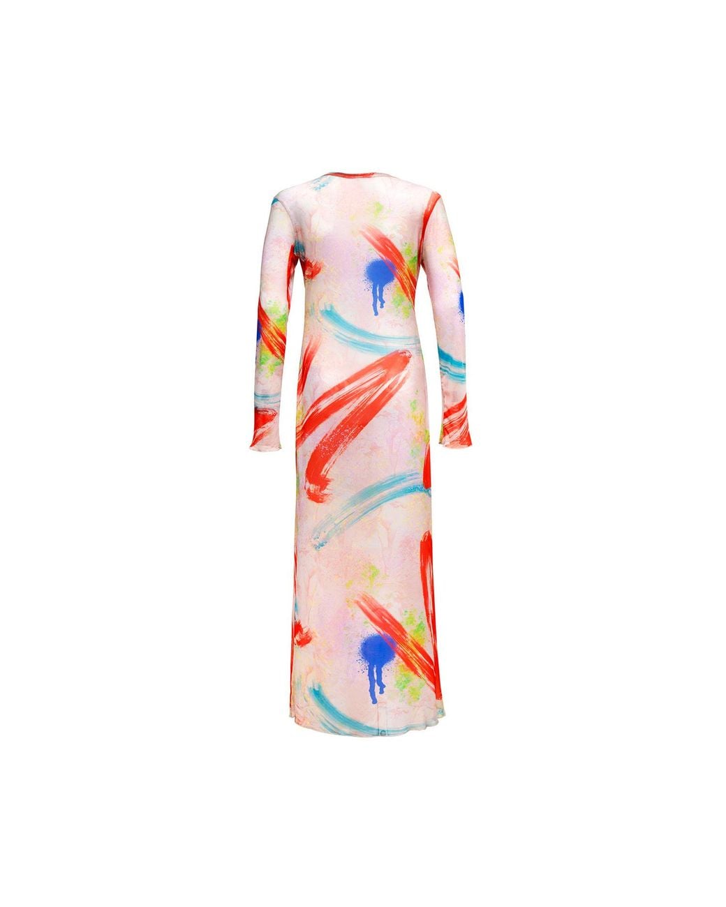 Audrey Vallens Red Brush Stroke Mesh Dress