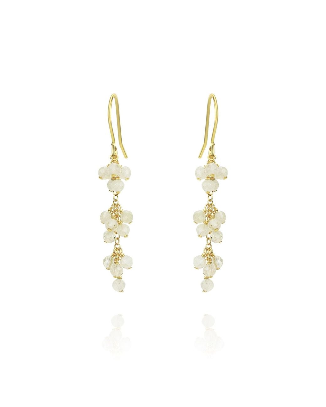 MOUNIR LONDON Metallic Neutrals Long Grape Cluster Earrings