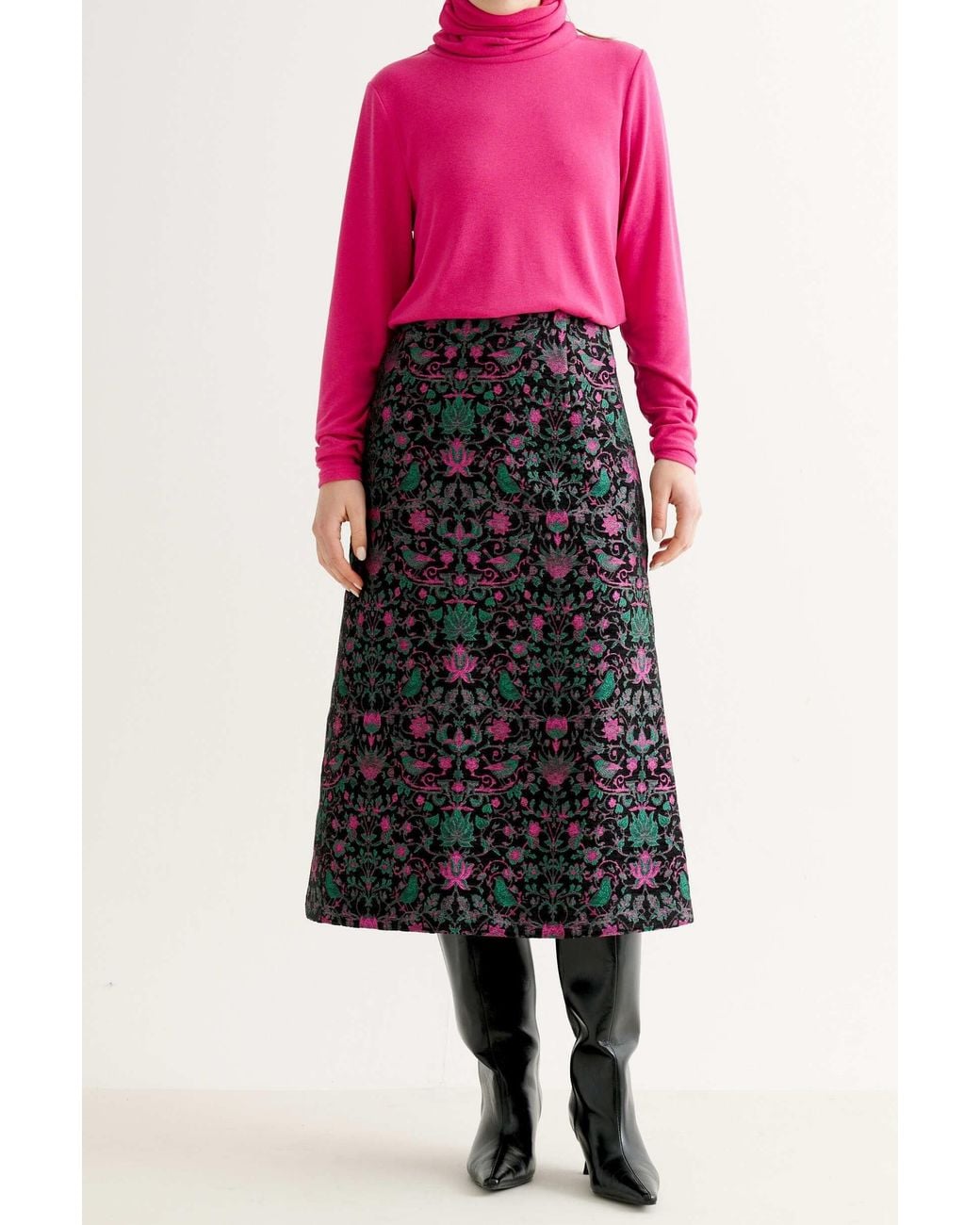 Louche Blue Buffy Belle Plume Jacquard Midi Skirt