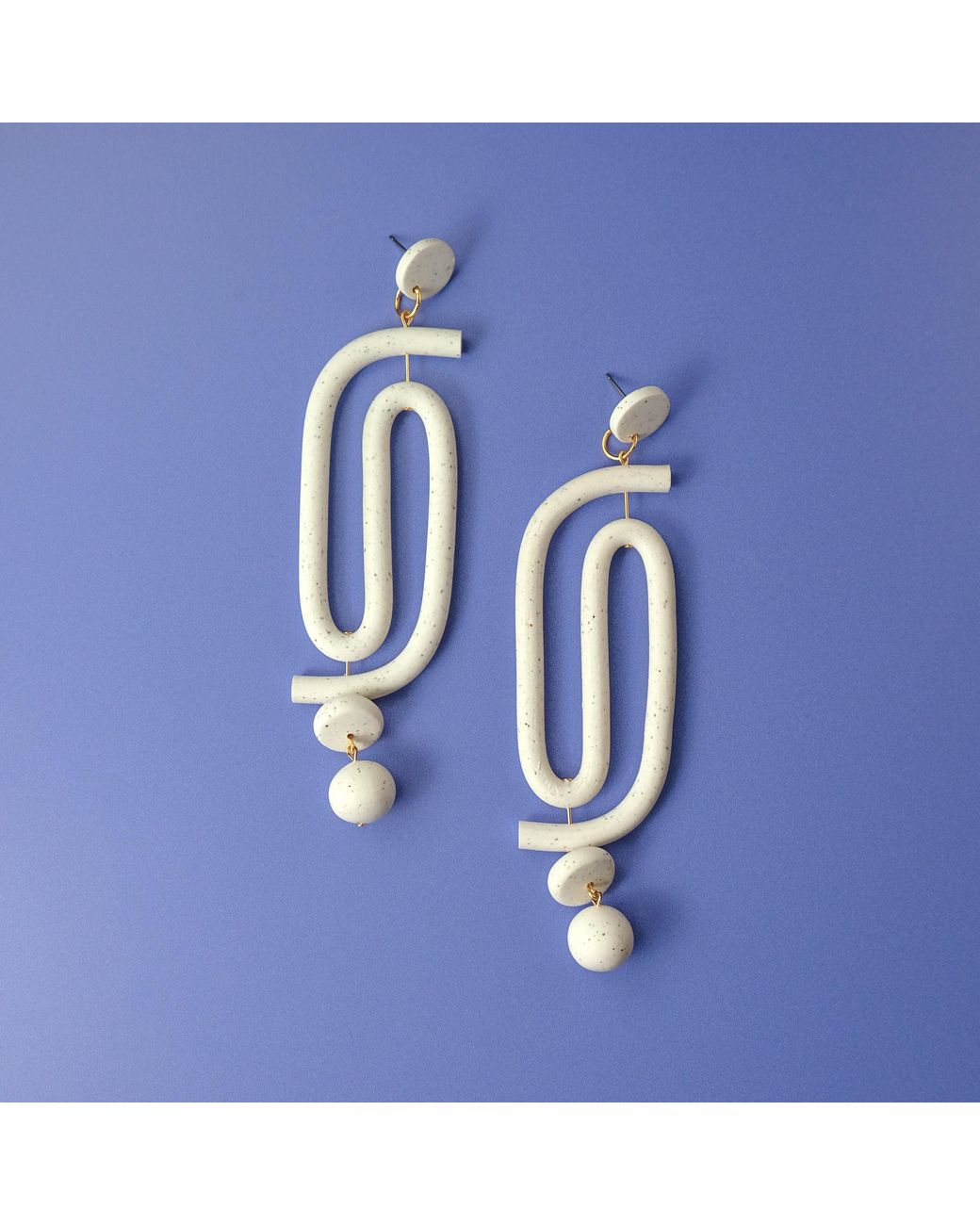 By Chavelli White Labyrinth Dangly Statement Earrings