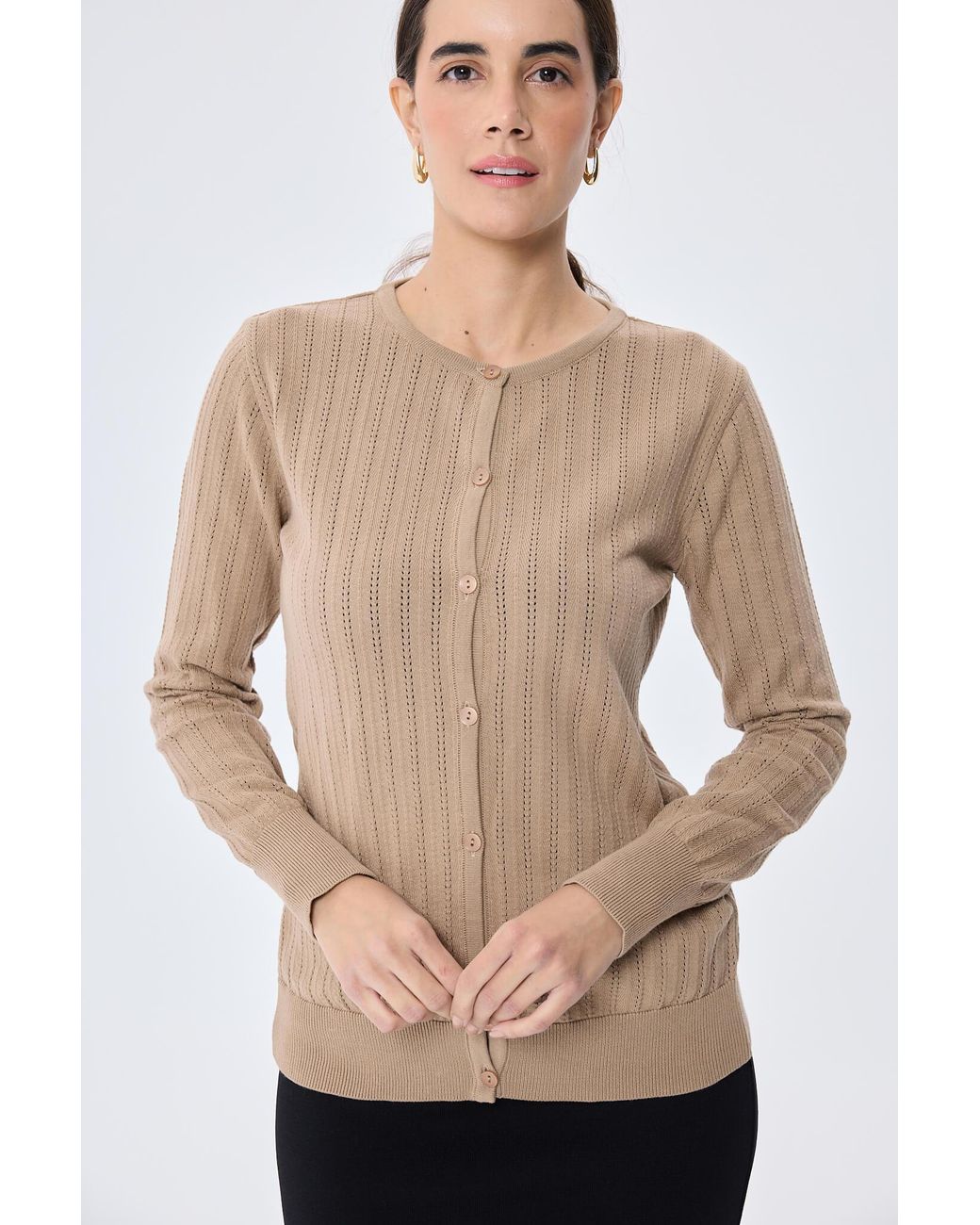 Peraluna Brown Celine Openwork Knit Cardigan