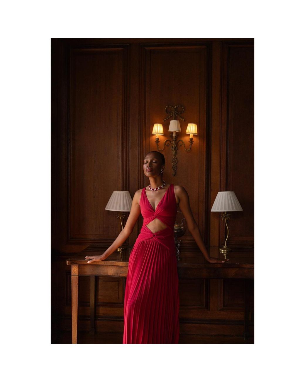 Lamide Sadipe Red Celestia Wine Dress