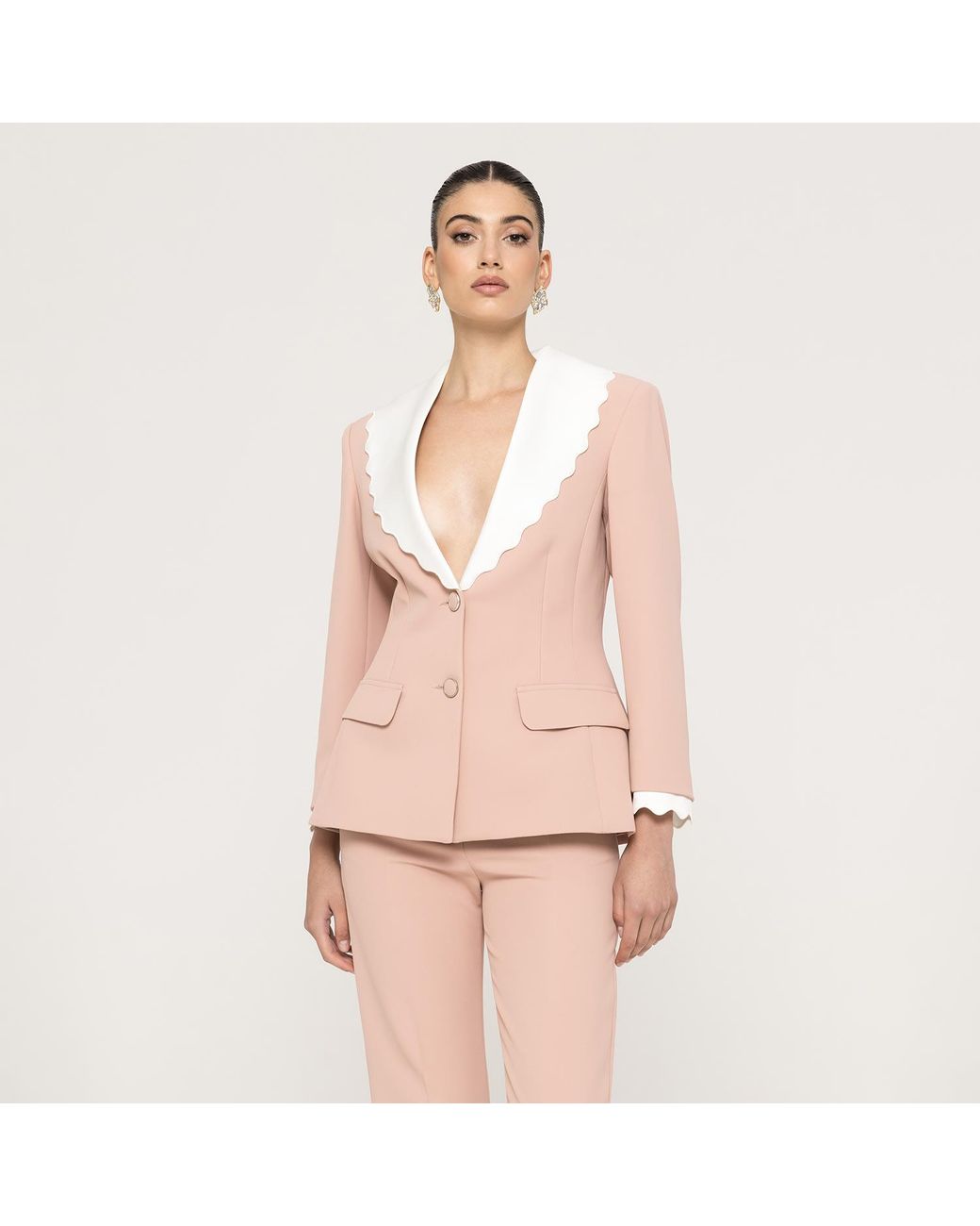 Nissa Pink Single-Breasted Fitted Blazer