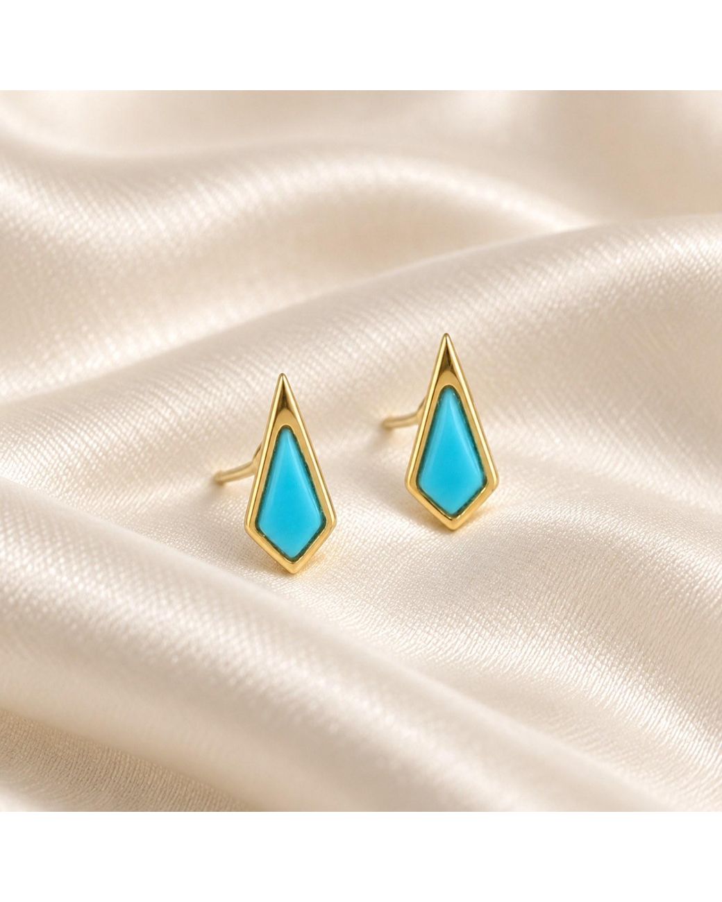 Artisan Blue 18K Geometric Stud Earrings