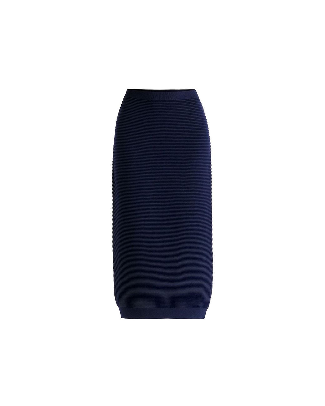 Paisie Blue Ribbed Midi Skirt