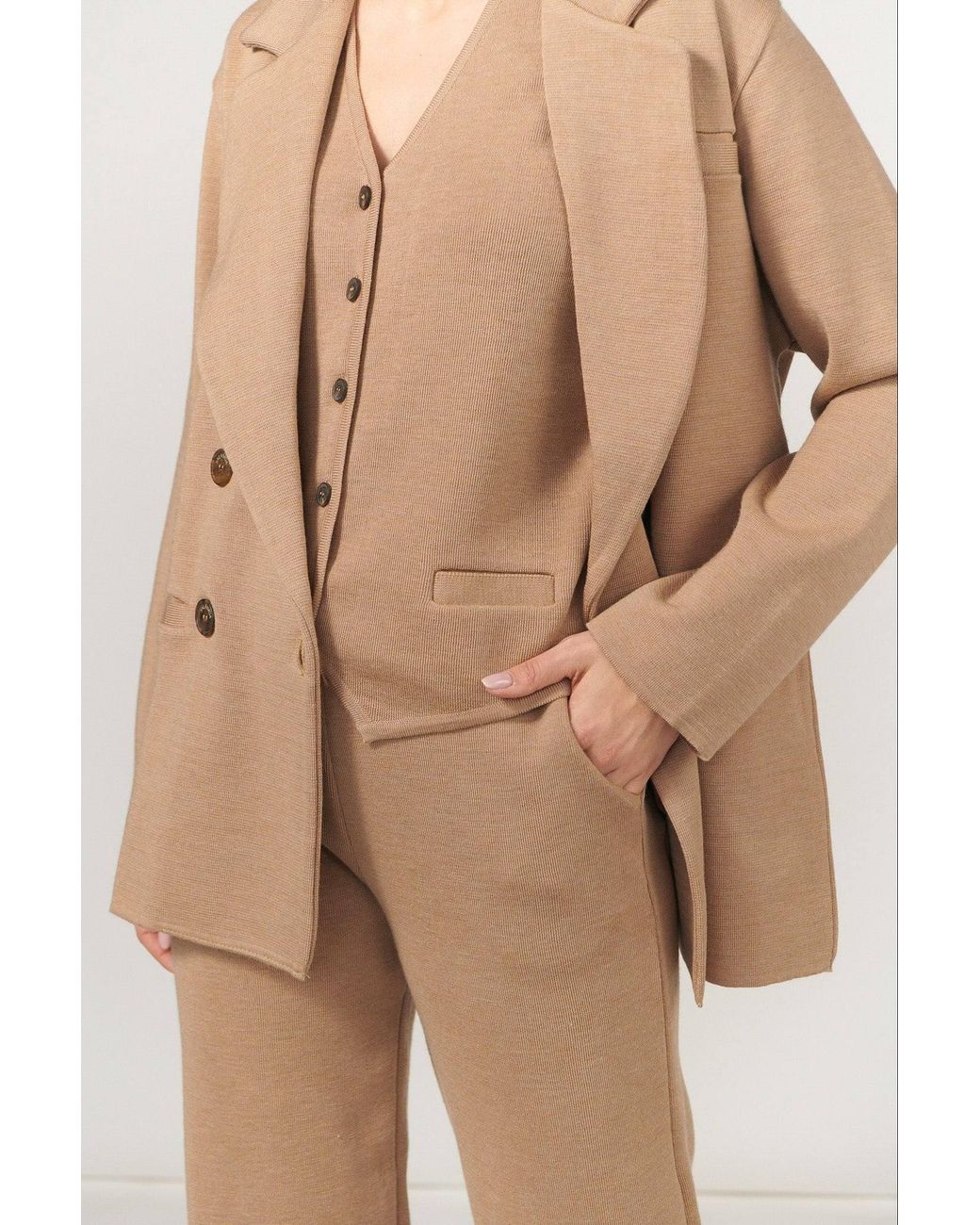 SALANIDA Natural Neutrals Galante Knitted 100% Merino Waistcoat