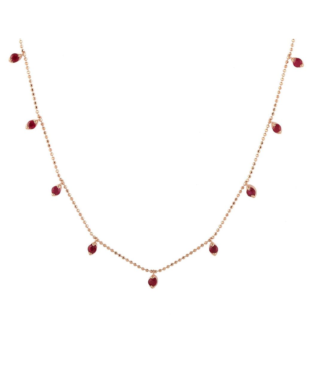 Artisan White 18K Ruby Gemstone Station Necklace