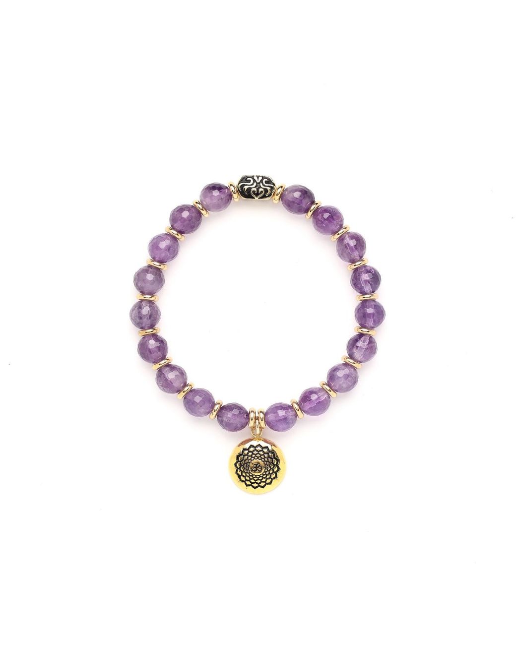 Seven Saints Purple Crown Chakra Amethyst Activation Bracelet, Plated